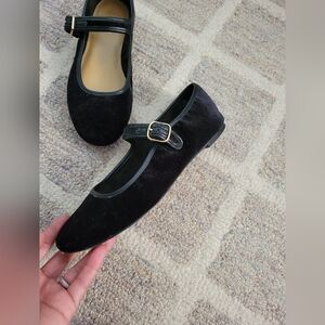 J.Crew Suede Black Mary Jane Flat in Sz 6
